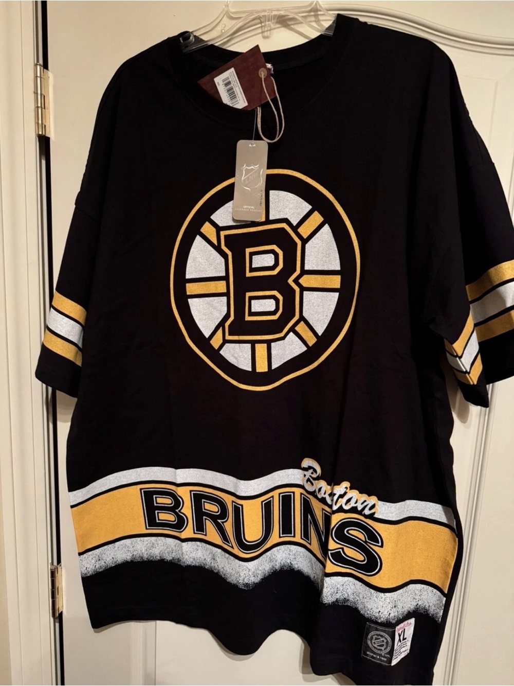 Boston Bruins NHL Mitchell&Ness Black Men's Short Sleeve Shirt XL NEW